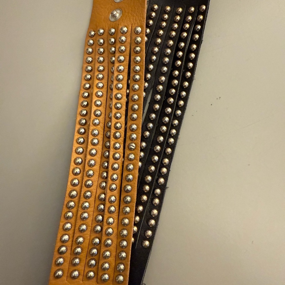 Set Studded Leather Cuff Bracelets